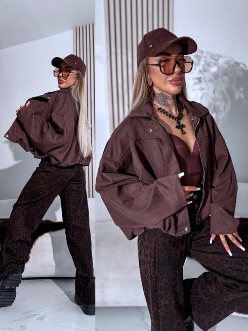 "MANAGE 32371" suede-like jacket - choco